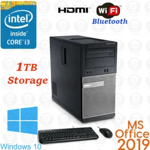 Windows 10 Dell OptiPlex i3 3.2GHZ 1TB 8GB RAM WiFi BT HDMI Desktop Computer - Picture 1 of 4
