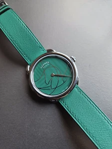 Hermes Arceau Green Horse Knight Outline "Casaque" Quartz Timepiece; Rare+Cool! - Picture 1 of 11