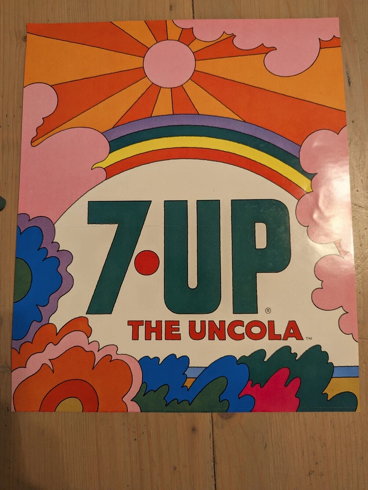 7-Up The Uncola psychedelic vintage decal- New, old stock - 10"x12" - Image 1 of 1