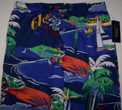 全新带标签 Polo Ralph Lauren 蓝色 RIVIERA DU PORT 船比赛睡衣/休闲裤 XL 小马 — 第 1/4 张图片