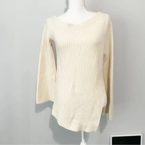Club Monaco cashmere ivory sweater asymmetrical flared sleeve size medium - Picture 1 of 9
