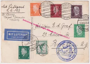 Zeppelinpost LZ 127 Amerikafahrt 1929 mit Abbruchstempel Si. 26 A auf PK - Bild 1 von 2