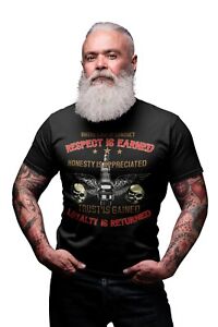 RESPECT IS EARNED Funny Biker T-Shirt Mens ORGANIC Motorbike Motorcycle Racing