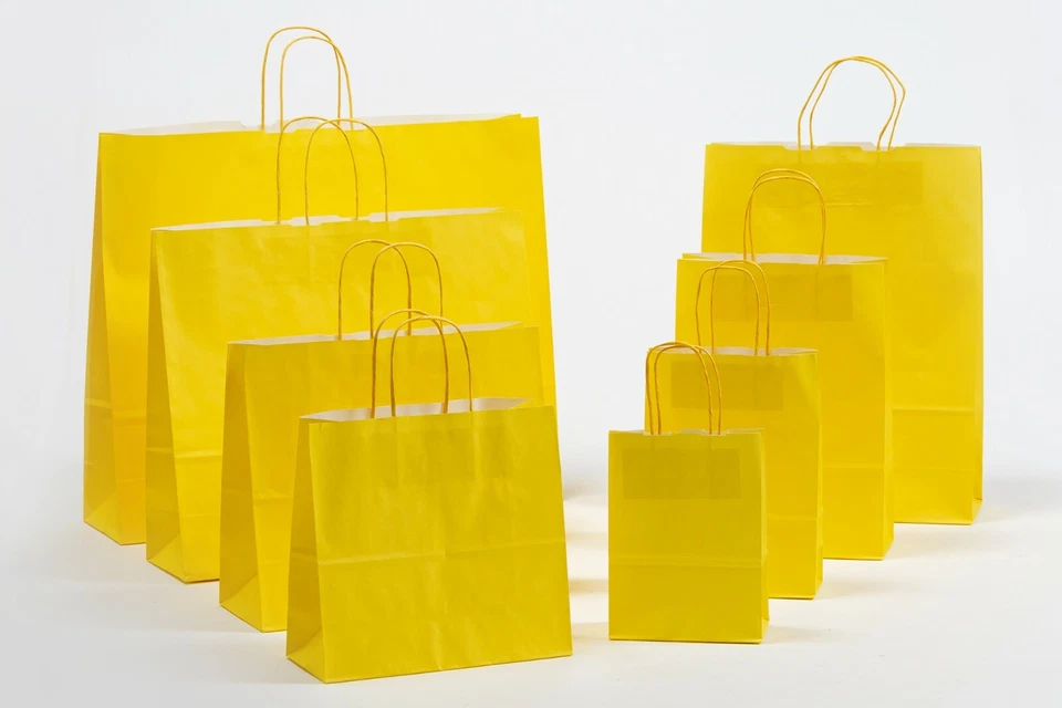 Papiertragetaschen gelb Kordel Papiertüten Papiertragetasche yellow Tüte sun - Bild 1 von 1