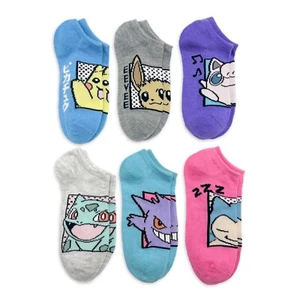 Girls Pokémon No-Show Socks, 6-Pack, size 4-10 - Picture 1 of 5