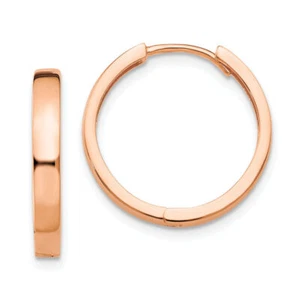 14K Solid Rose Gold Round Small Hoop Earrings - Picture 1 of 5