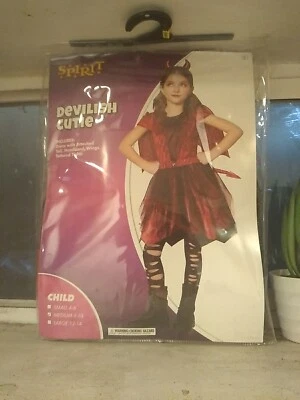 Spirit Halloween Girls Devilish Cutie Red Devil Costume Size Child Med 8/10  - Image 1 of 4