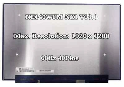 Original NE140WUM-NX1 Laptop LCD Screen 14" Replacement – Fast & Free UK Deliver - Image 1 of 3