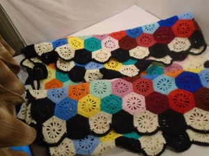 Handmade Afghan Throw Blanket Granny Scalloped Edge - 67” x 56” multi colors - Picture 1 of 4