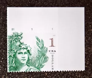 2018USA #5295 $1.00 Statue of Freedom - Green - Plate Number Single - Mint NH - Picture 1 of 2