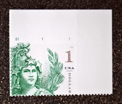 2018USA #5295 $1.00 Statue of Freedom - Green - Plate Number Single  -  Mint  NH - Image 1 of 2
