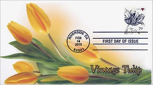 2015, Vintage Tulip, FDC, Black and White Postmark, 15-070 - Picture 1 of 1