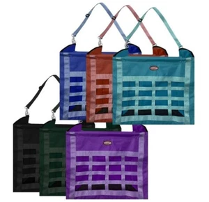 SLOW FEED Heavy Duty Nylon HAY TOTE 16 Feeder Holes Covered Bar Top Mesh Botom - Picture 1 of 7