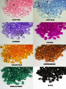 Pack of 100 ACRYLIC 12MM Diamonds Wedding Table Scatter Confetti Choose Color - Picture 1 of 9