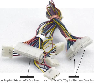 KABEL ADAPTER ATX 24-POL BUCHSE > 2x 20-PIN STECKER Y-CABLE AUCH FÜR MINING V618 - Bild 1 von 1