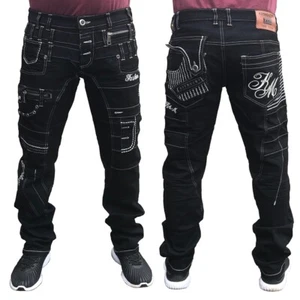 Mens New 100% Authentic Kosmo Lupo Black Jeans Pants Sizes 30 to 39 KM Original - Picture 1 of 5