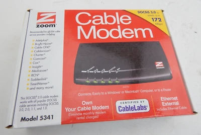 Zoom 343 Mbps DOCSIS 3.0 Cable Modem 5341 Comcast Xfinity Cox Time Warner - Image 1 of 4