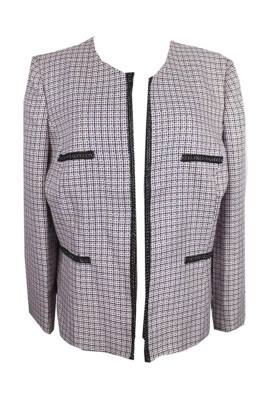 Blazer de tweed Tahari Asl rosa negro con ribete de cadena 18 Foto 1 de 3