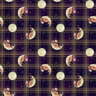 空白绗缝午夜聚会月亮格子花深紫色,BTY — 第 1/4 张图片