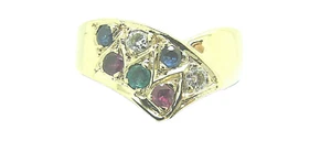 Damen Brillant Ring 750 Gold 18 Karat Farbsteinring Saphir Rubin Smaragd Ring - Bild 1 von 6