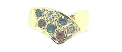 Damen Brillant Ring 750 Gold 18 Karat Farbsteinring Saphir Rubin Smaragd Ring - Bild 1 von 4