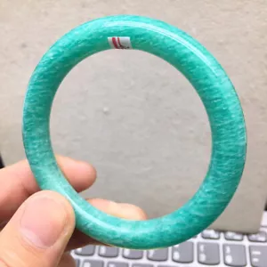 Bracciale Bracciale 55mm Ghiaccio Naturale Amazzonite Mozambico Pietra Preziosa Lucida AAA - Foto 1 di 3