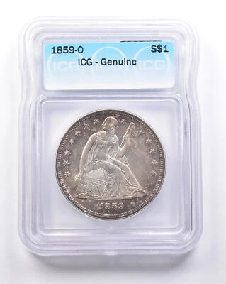 Genuine 1859-O Seated Liberty Silver Dollar ICG *6242 - Image 1 of 3