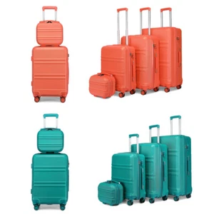 ABS Lightweight Trolley Hard Shell Travel 4 Wheels Cabin Luggage Suitcase Set - Picture 1 of 90