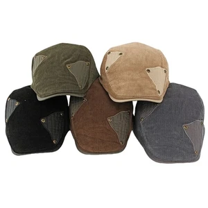 Retro Men's Corduroy Newsboy Cap Winter Flatcap Irish Paperboy Beret Driving Cap - Bild 1 von 17