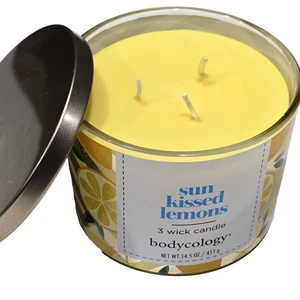 Bodycology Sun Kissed Lemons 3 Docht Kerze 14,5oz Gelbgold 4,5x3in hoch - Bild 1 von 1