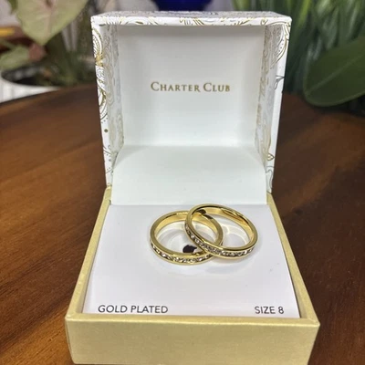 Anillo Charter Club con pedrería de cristal chapado en oro - talla 8 Foto 1 de 4