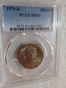 1979-D Susan B. Anthony Dollar Graded MS-63 By PCGS Good Grade Type 1 - Picture 1 of 3