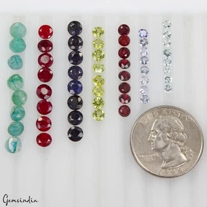 56Pcs Estate Genuine Semi Precious Loose Round Cut Multi Gemstone Lot Collection - Picture 1 of 8