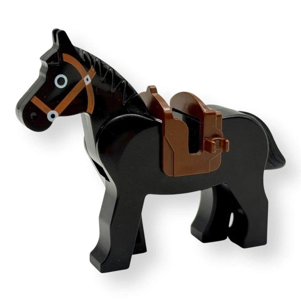 LEGO Caballo Negro con Patrón de Brida Marrón y 4491b Sillín de Caballo Marrón con Clips Foto 1 de 4