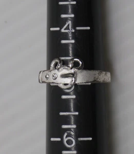 L - DISNEY STERLING SILVER STYLIZED MICKEY MOUSE RING, BELT BUCKLE DESIGN SIZE 5 - Picture 1 of 6