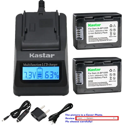 Cargador de batería Kastar para Samsung IA-BP105R HMX-F80 HMX-F90 HMX-F800 HMX-F900 Foto 1 de 4