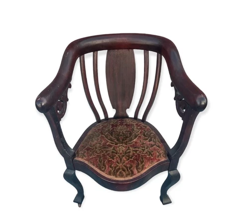 Empire Vintage walnut Desk Chair on wheels Cover