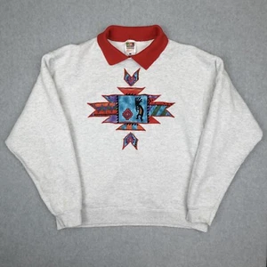Vintage Native Kokopelli Sweater Womens Large Collared Altered AZ Gray w/Stains - Picture 1 of 15