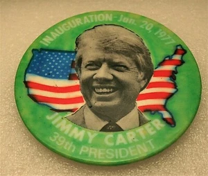 Jimmy Carter 39th President inauguración de 3,5 Botón de pasador de pizarra verde Day 1/20/77 NUEVO - Imagen 1 de 3