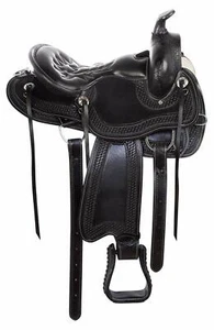 Premium Leather Western Horse Saddle Gaited Bars Memory Foam Padded Seat 10"-18" - Picture 1 of 7