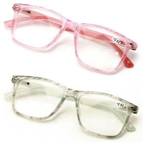 2 pares de gafas de lectura grandes para mujer florales de moda lector rectangular translúcido - Imagen 1 de 5