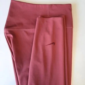 NIKE DRI-FIT Womens Mid-Rise Pink Leggings Logo Size SMALL Yoga Pants A8 - Picture 1 of 8