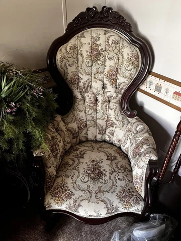 2 ANTIQUE VICTORIAN TUFTED EASTLAKE PARLOR CHAIR CARVED HEAVY STURDY WOOD Cover
