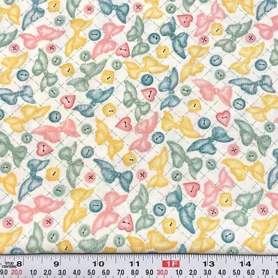 Vintage 1997 Daisy Kingdom Buttons & Bows Cotton Fabric by the HALF YARD - Image 1 of 2