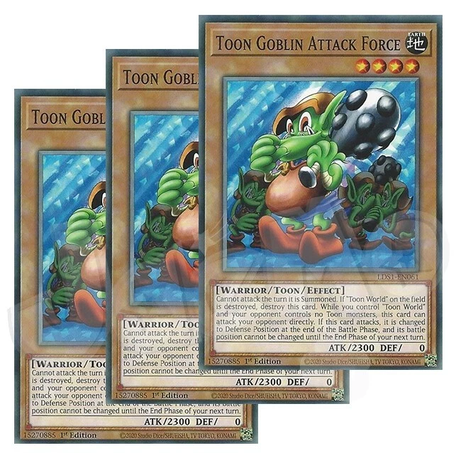 Yugioh - Toon Goblin Attack Force x 3 - 1st Edition NM - Plus Free Holo Card - Image 1 of 1