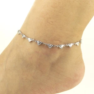 Sandalias Descalzos Pulsera de tobillo Tobilleras de acero inoxidable Las mujeres brillan Encantos de corazón - Imagen 1 de 4