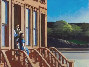 Sunlight on Brownstone Painting by Edward Hopper Reproduction - Picture 1 of 3