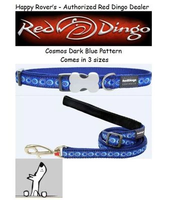 Ошейники или поводки для собак динго премиум-класса красные - космический темно-синий - размер на выбор - Изображение 1 из 3