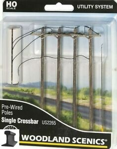 Woodland Scenics ~ New 2024 ~ HO Scale ~ Wired Poles With Single Crossbar US2265