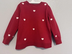 Baby Gap Girls Sweater Hearts Pattern Valentines Motif Sz 4 Years - Picture 1 of 11